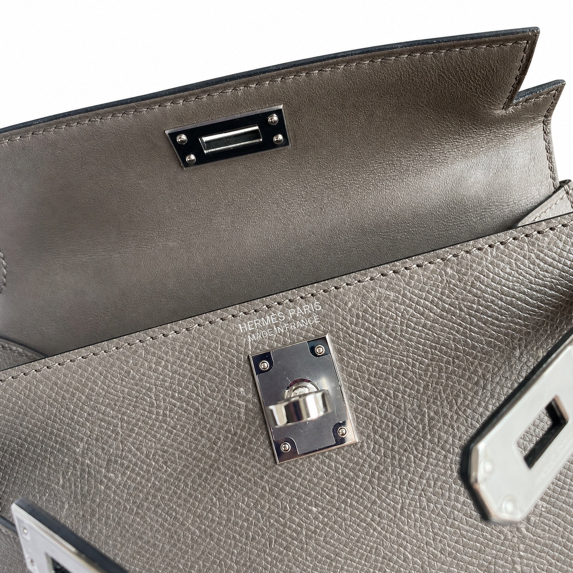 Hermès Kelly Sellier 19 Gris Etain Epsom Palladium Hardware