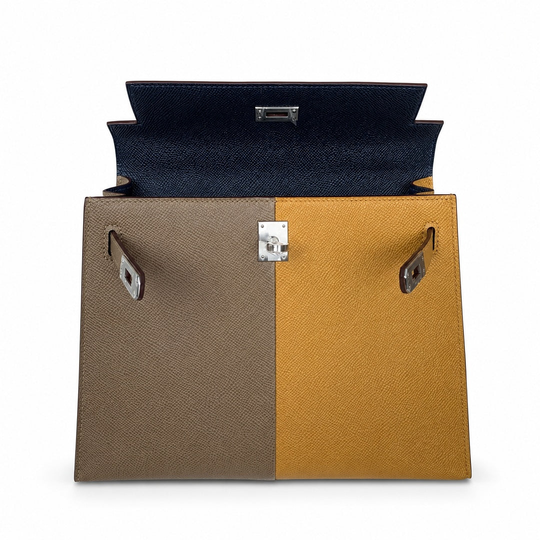 Hermès Kelly Sellier 25cm Sesame & Etoupe Epsom Calf Leather Palladium Hardware