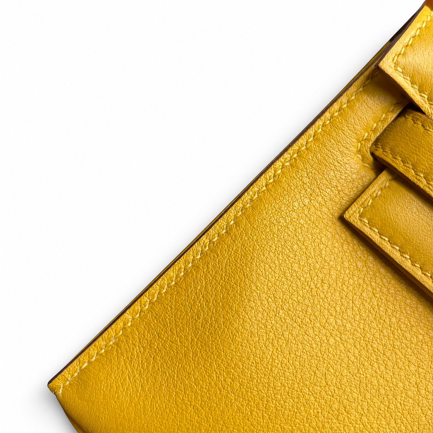Hermès Kelly Pochette 22 9D Amber Yellow Swift Palladium Hardware