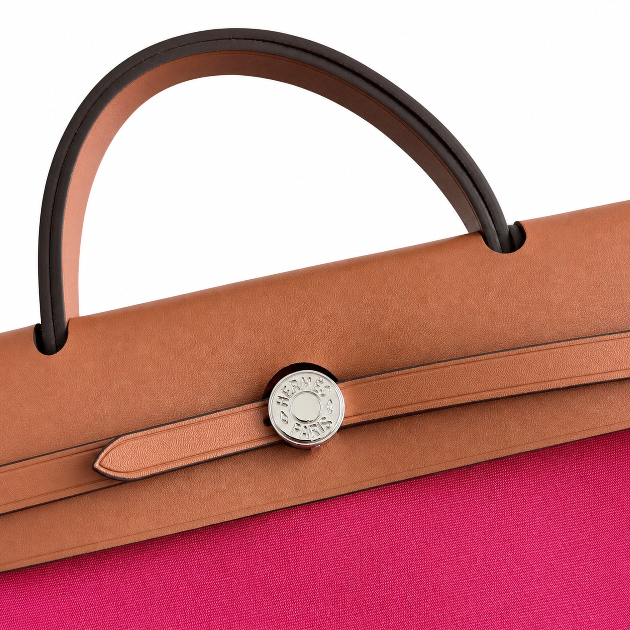 Hermès Herbag 31 Fuchsia Canvas & Caramel Calf Leather Palladium Hardware