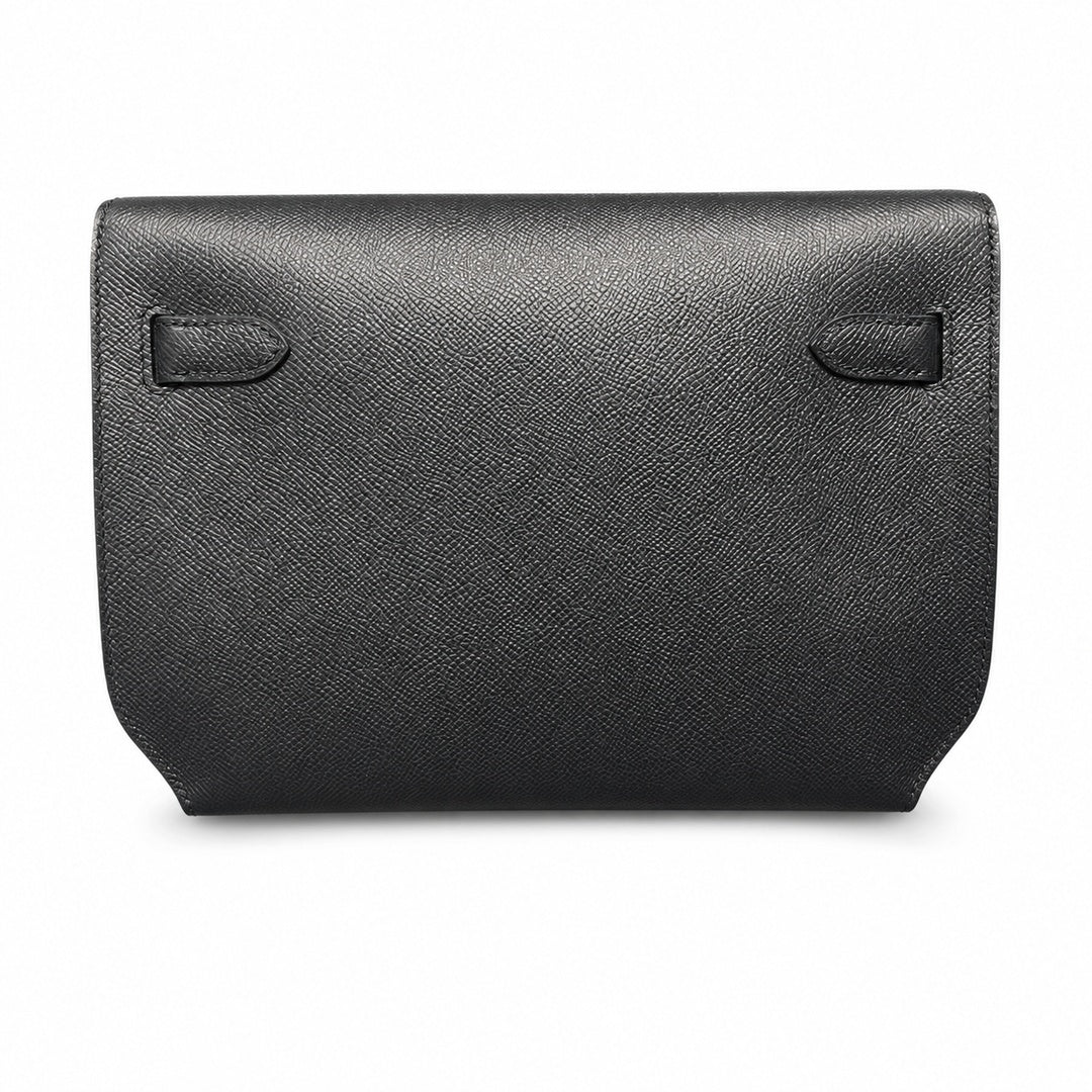 Hermès Kelly Dépêches Clutch 25cm Noir Epsom Calf Leather Palladium Hardware