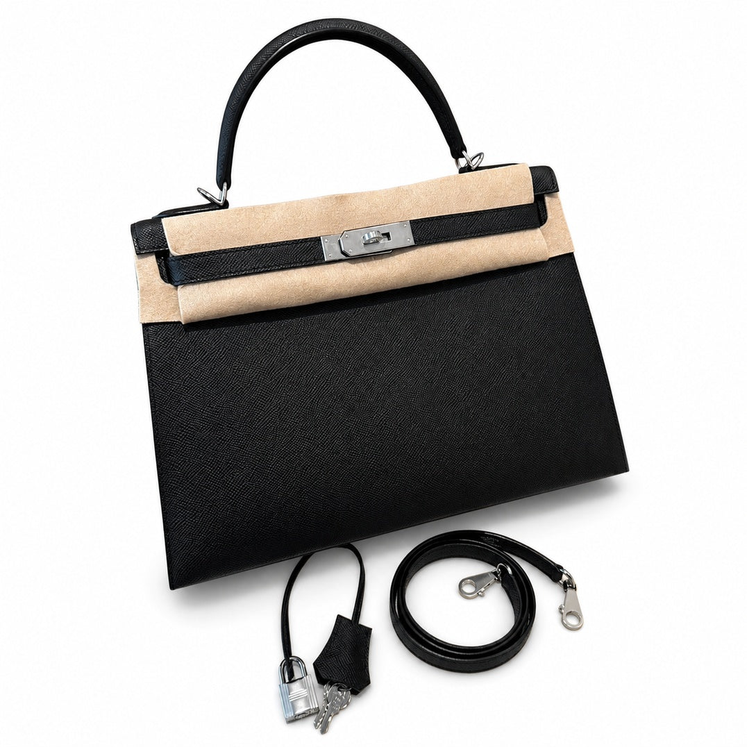 Hermès Kelly Sellier 32cm Noir Epsom Calf Leather Palladium Hardware