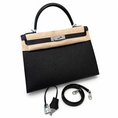 Hermès Kelly Sellier 32cm Noir Epsom Calf Leather Palladium Hardware