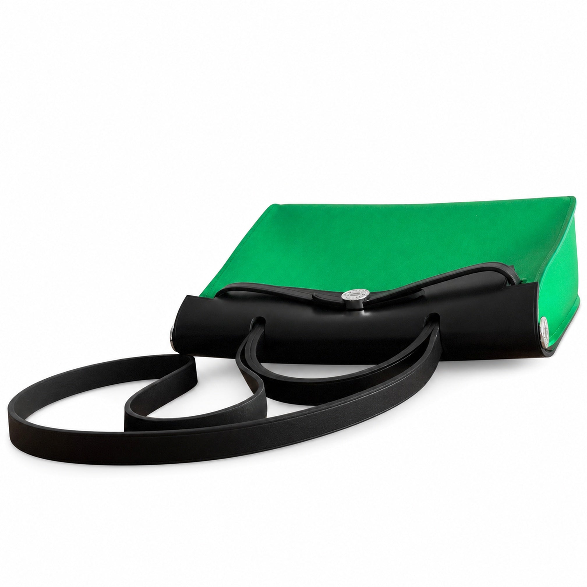 Hermès Herbag Zip 31 Green Canvas & Black Calf Leather Palladium Hardware Handbag