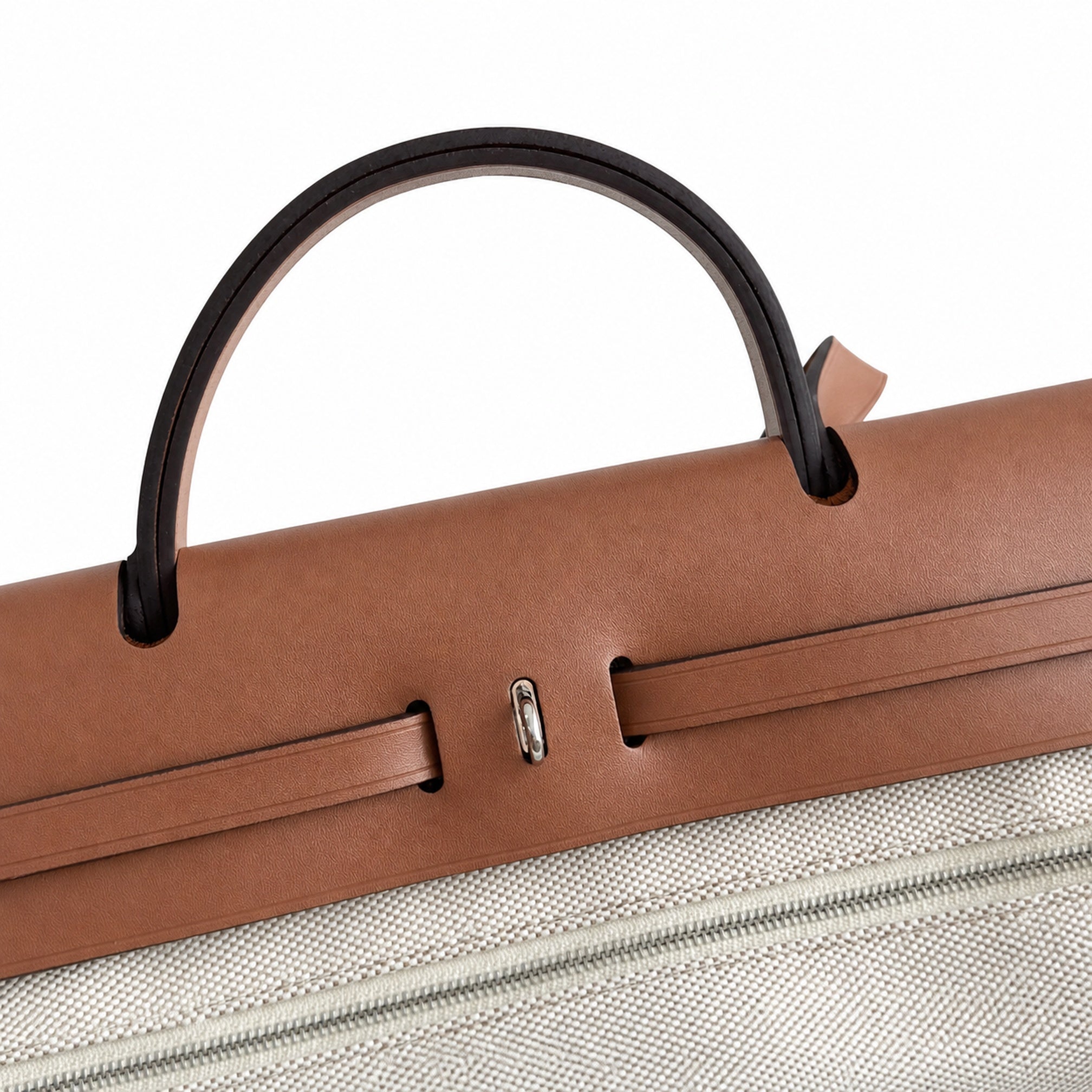 Hermès Herbag Zip 31 Écru Toile H Rouge Pegasus Print / Fauve Vache Hunter Leather Palladium Hardware