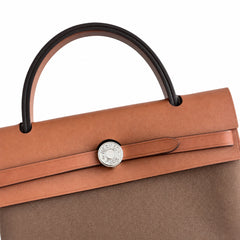 Hermès Herbag Zip 31 Etoupe Suede / Fauve Vache Hunter Leather Palladium Hardware
