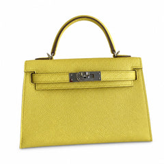 Hermès Kelly Sellier 19 Jaune Citron Epsom Palladium Hardware