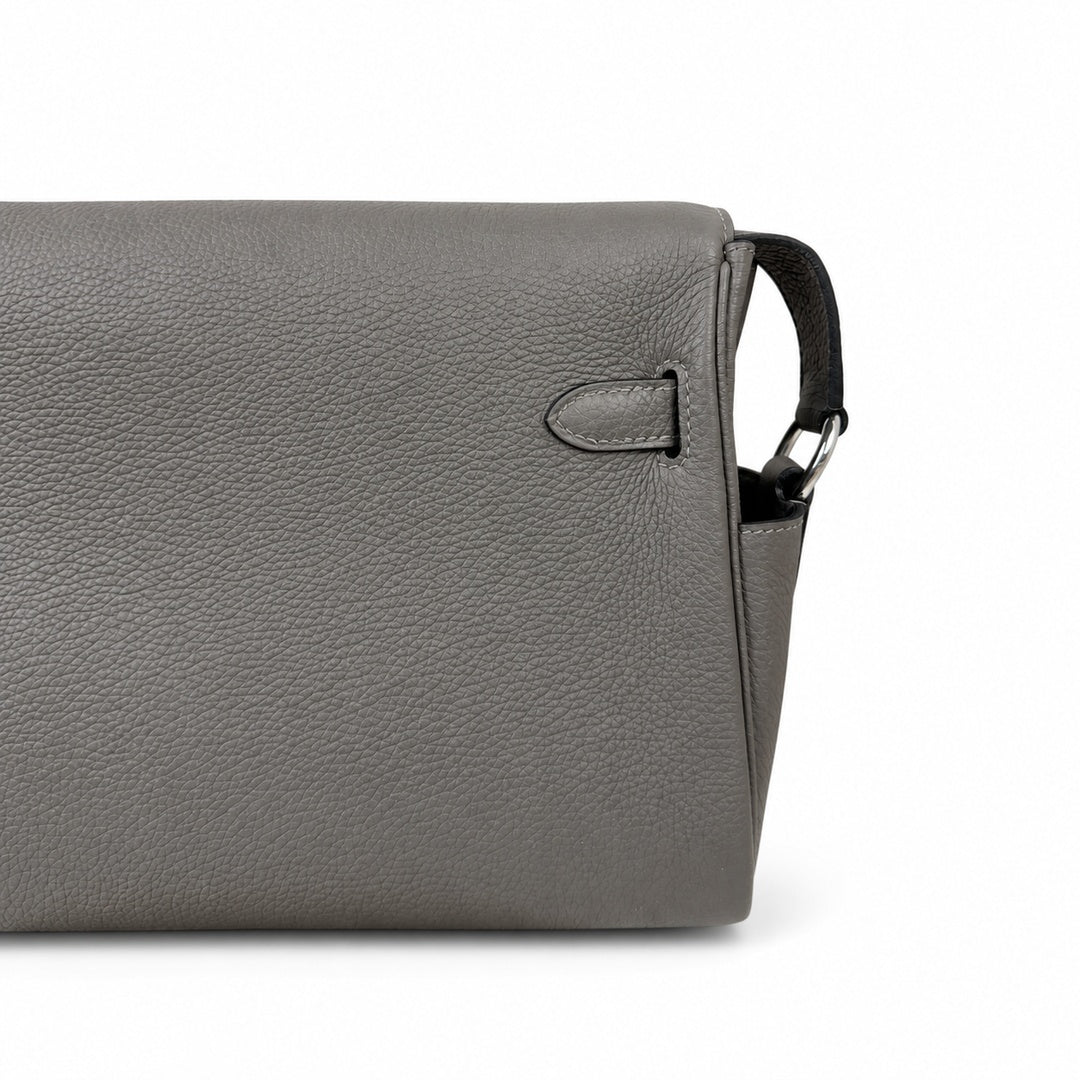 Kelly Messenger PM 27 Veau Togo, Gris Étain, Palladium Hardware