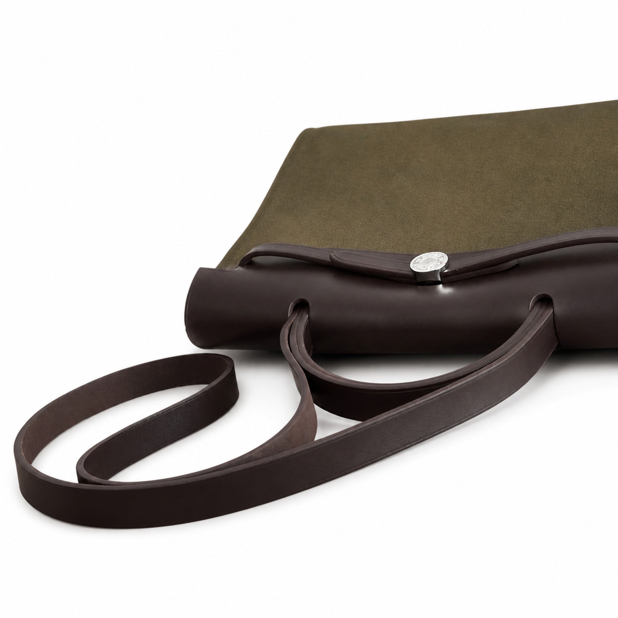 Hermès Herbag Zip 31 Berline Lichen & Ecru-Beige Toile H / Noir Vache Calf Leather Palladium Hardware