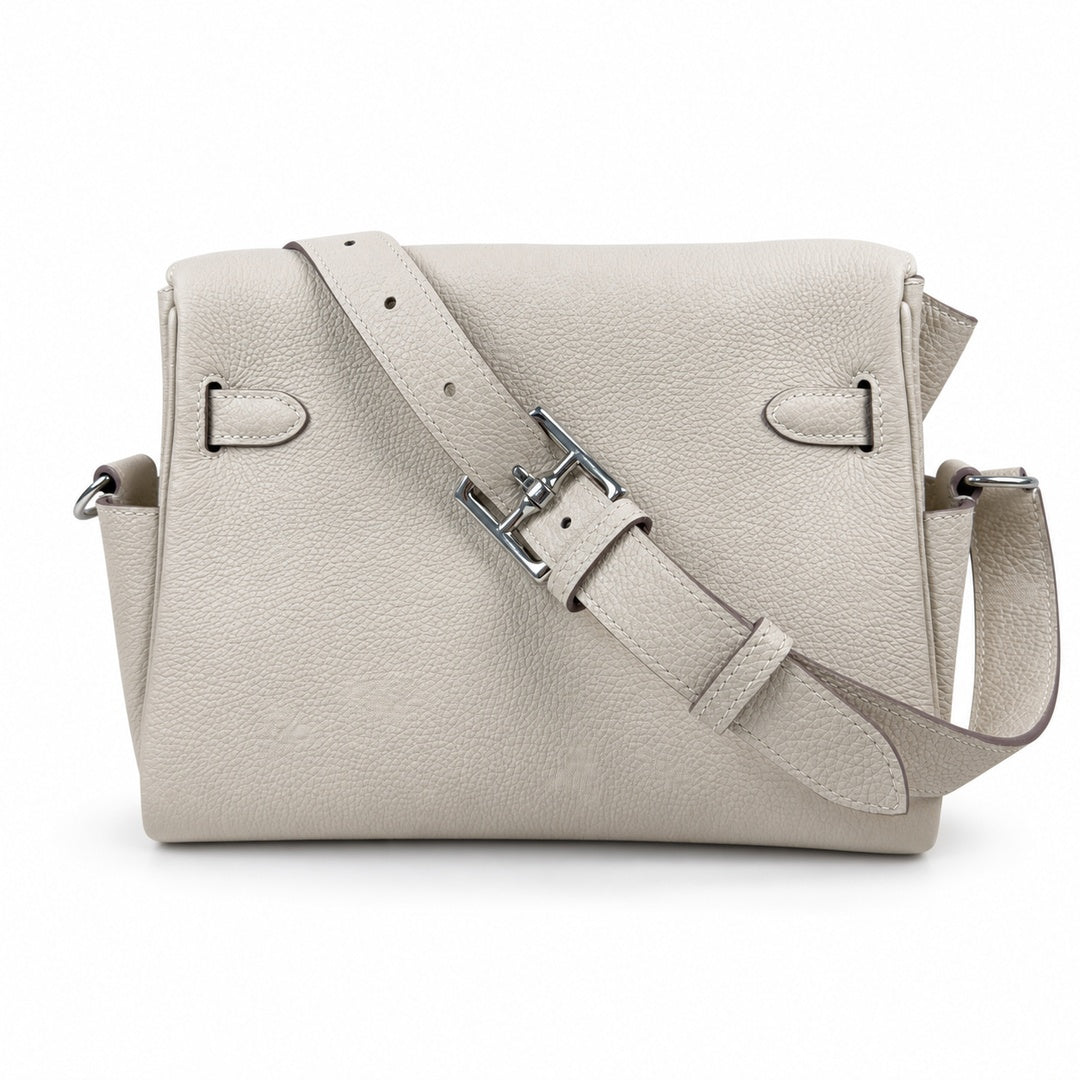 Kelly Messenger PM 27 Veau Togo, Crème Milkshake, Palladium Hardware