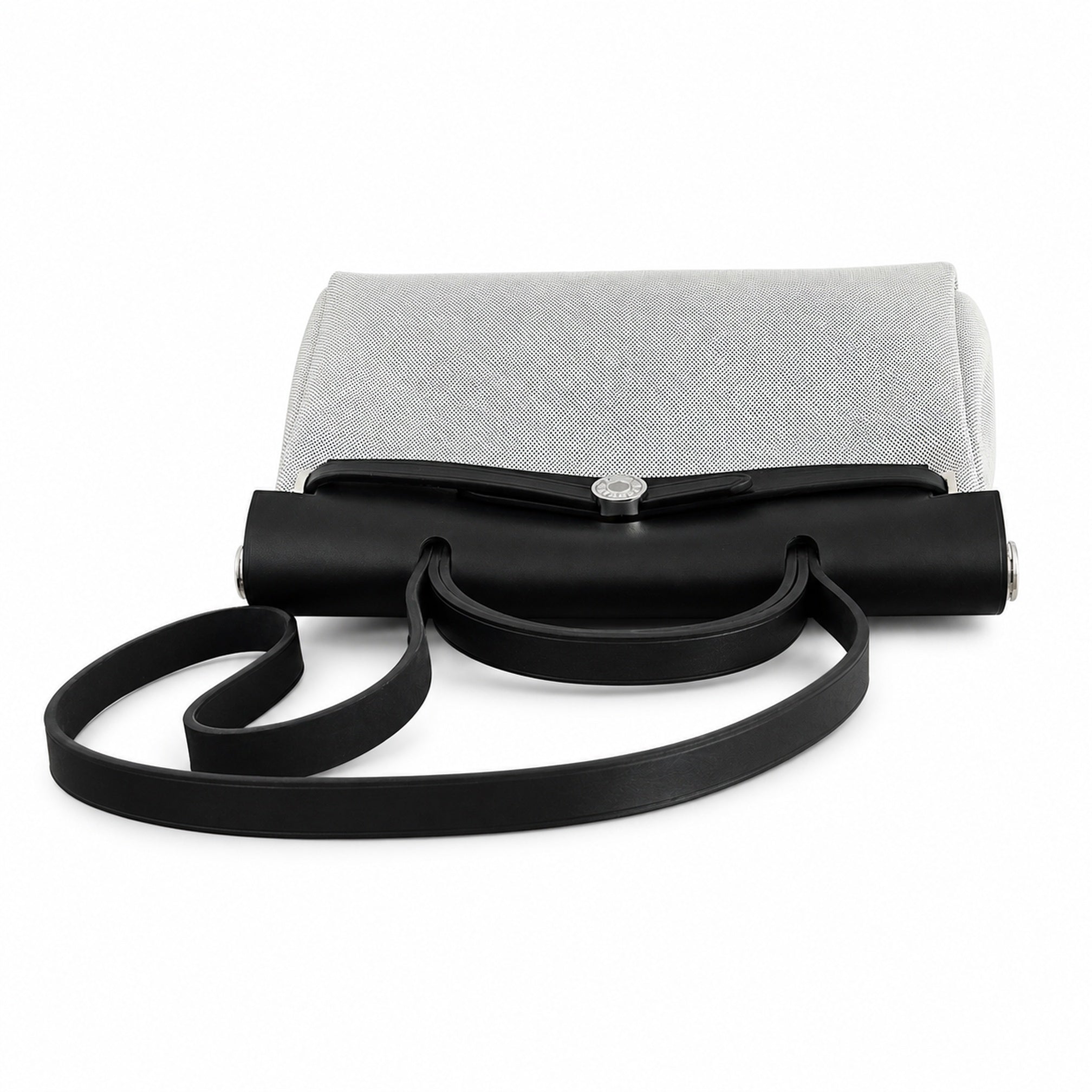 Hermès Herbag Zip 31 Gris Perle Plain Toile H / Noir Vache Hunter Leather Palladium Hardware