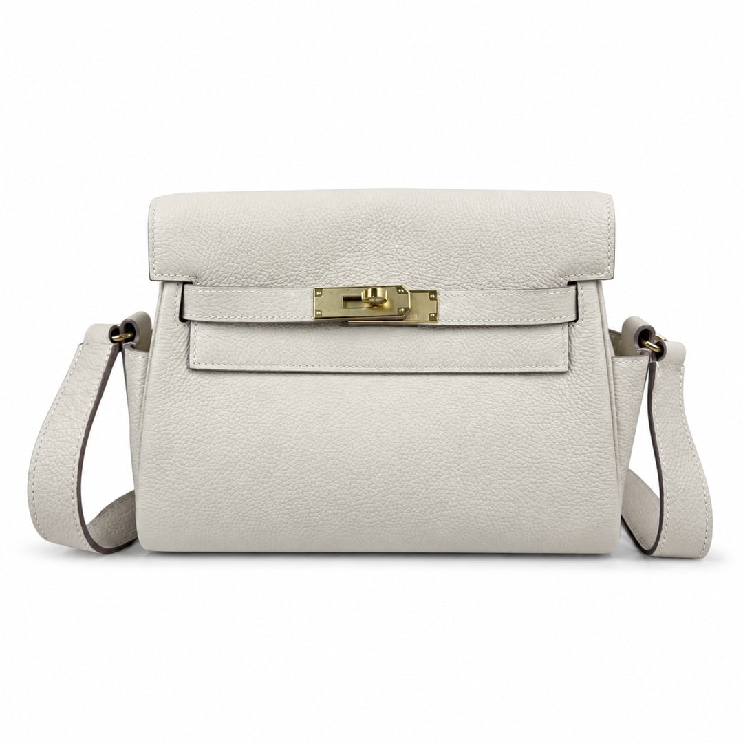 Kelly Messenger PM 27 Veau Togo, Crème Milkshake, Gold Hardware
