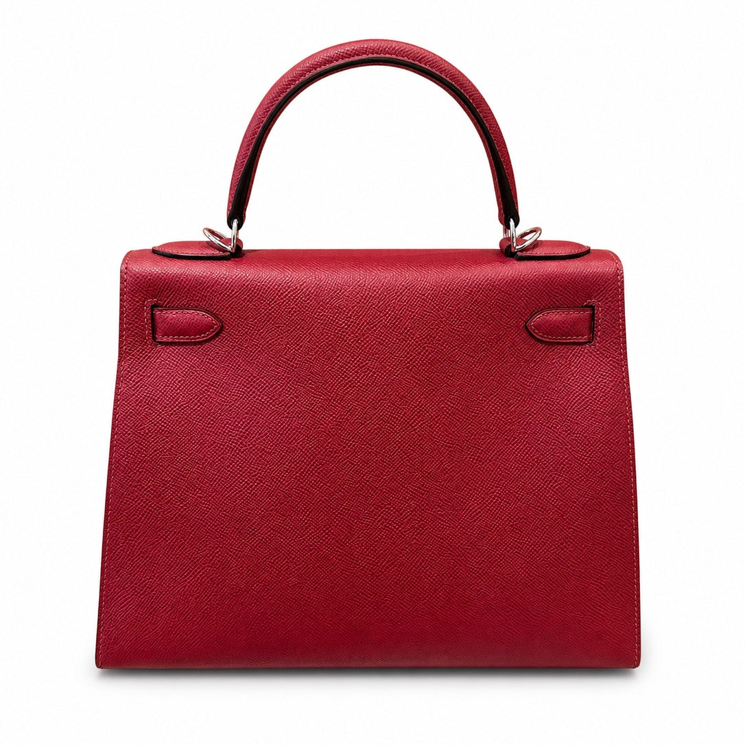 Hermès Kelly Sellier 28 Rouge Grenat Epsom Calf Leather Palladium Hardware