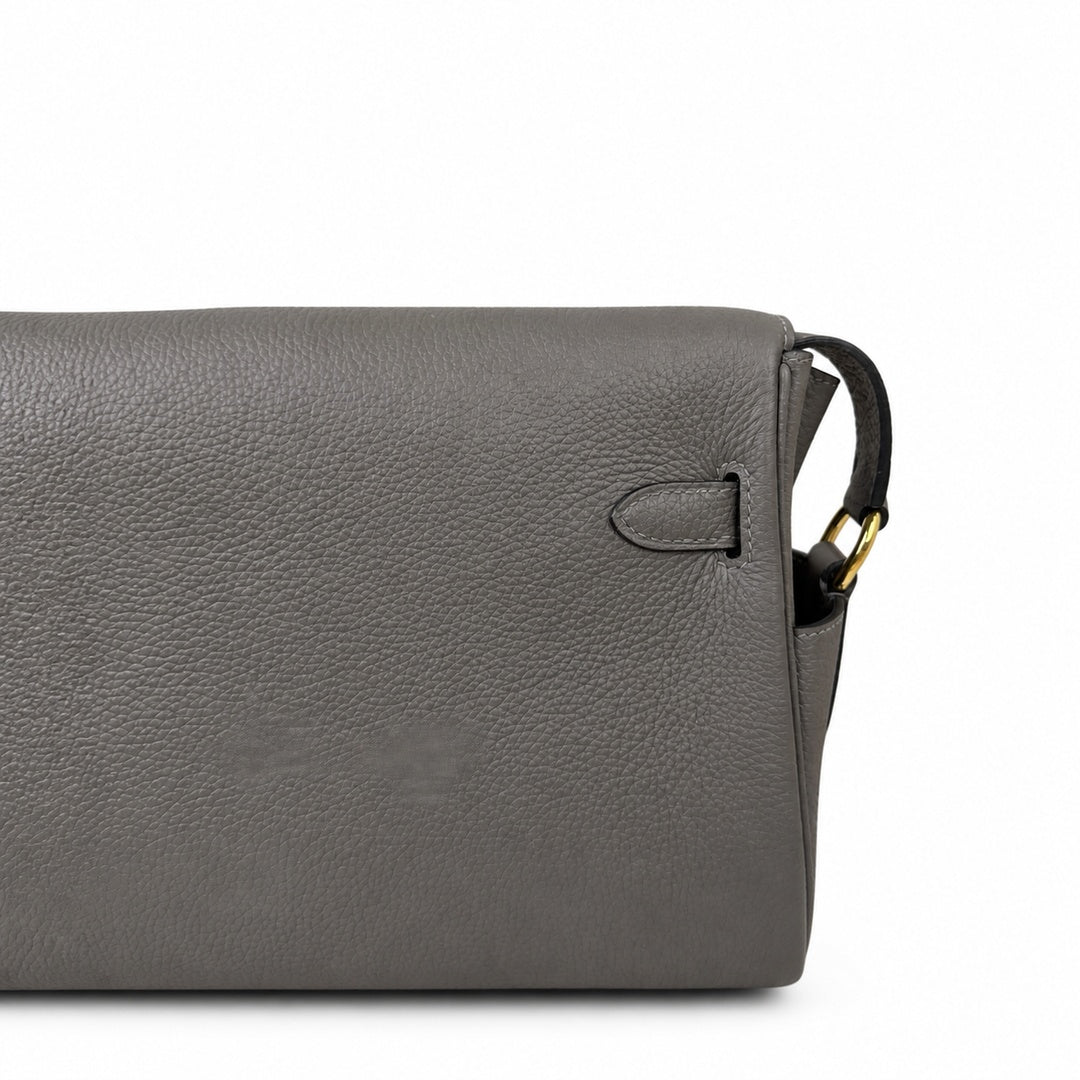 Kelly Messenger PM 27 Veau Togo, Gris Étain, Gold Hardware