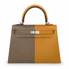 Hermès Kelly Sellier 25cm Sesame & Etoupe Epsom Calf Leather Palladium Hardware