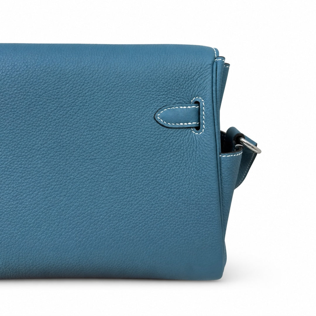 Kelly Messenger PM 27 Veau Togo, Bleu Jean, Palladium Hardware