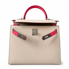Hermès Kelly II 25cm Milkshake × Rouge Vif Color Matching Epsom Calf Leather Palladium Hardware