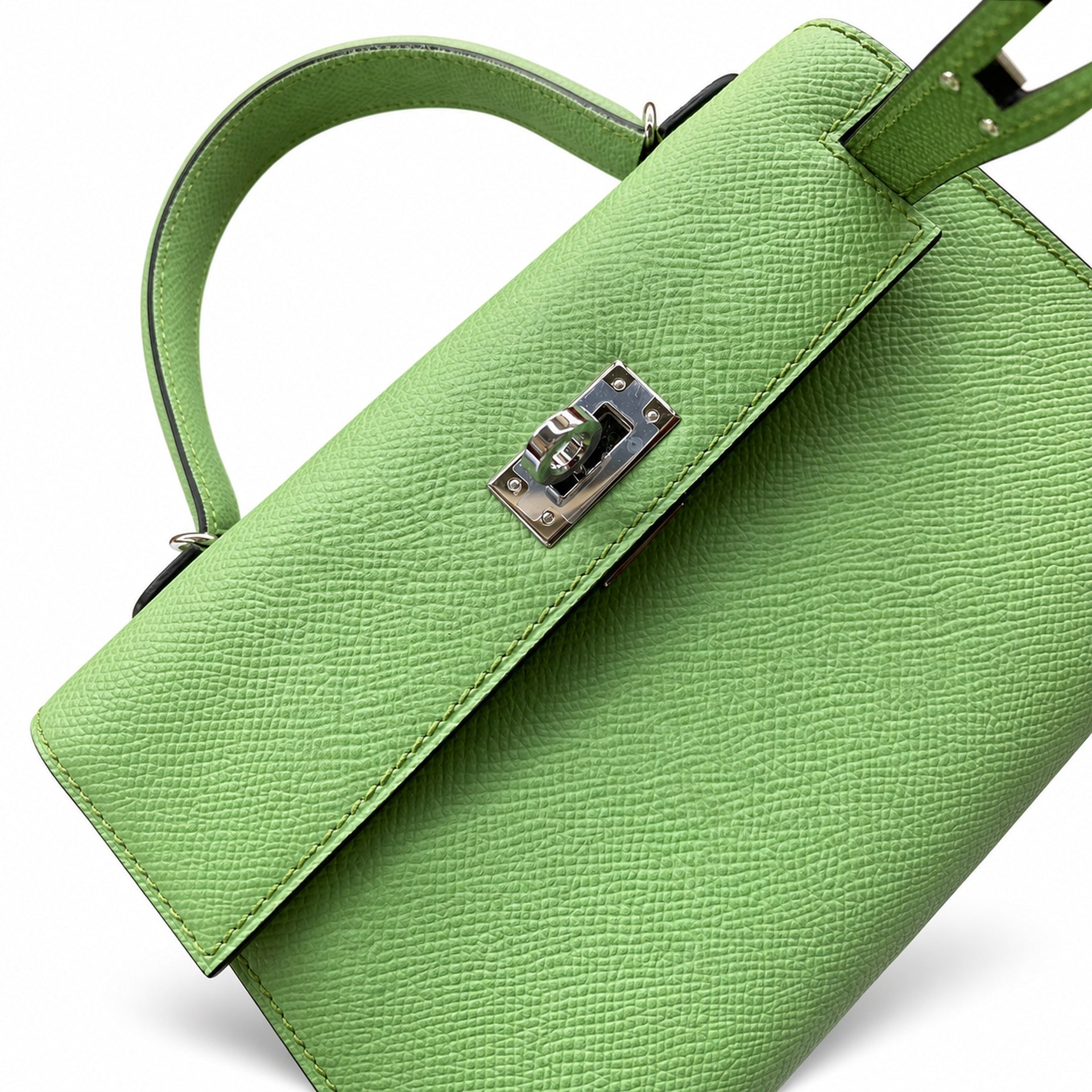 Hermès Kelly Sellier 19 Vert Pomme Epsom Palladium Hardware