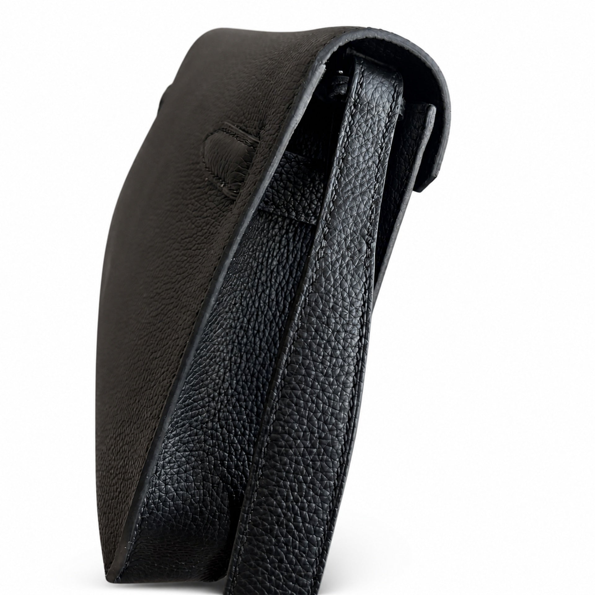 Hermès Kelly Dépêches 25 Noir Togo Calf Leather Palladium Tourniquet Clutch with Wrist Strap & Detachable Crossbody Strap