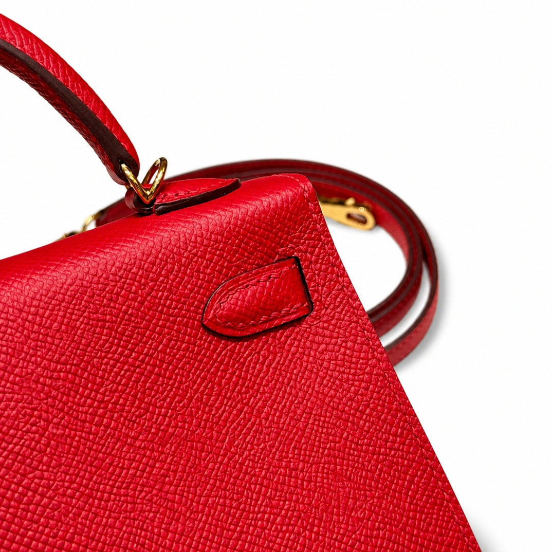 Hermès Mini Kelly II 20 Rouge Casaque Epsom Calf Leather Gold Hardware