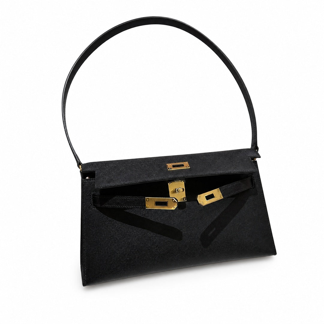 Hermès Kelly Elan Noir Epsom Calf Leather Gold Hardware