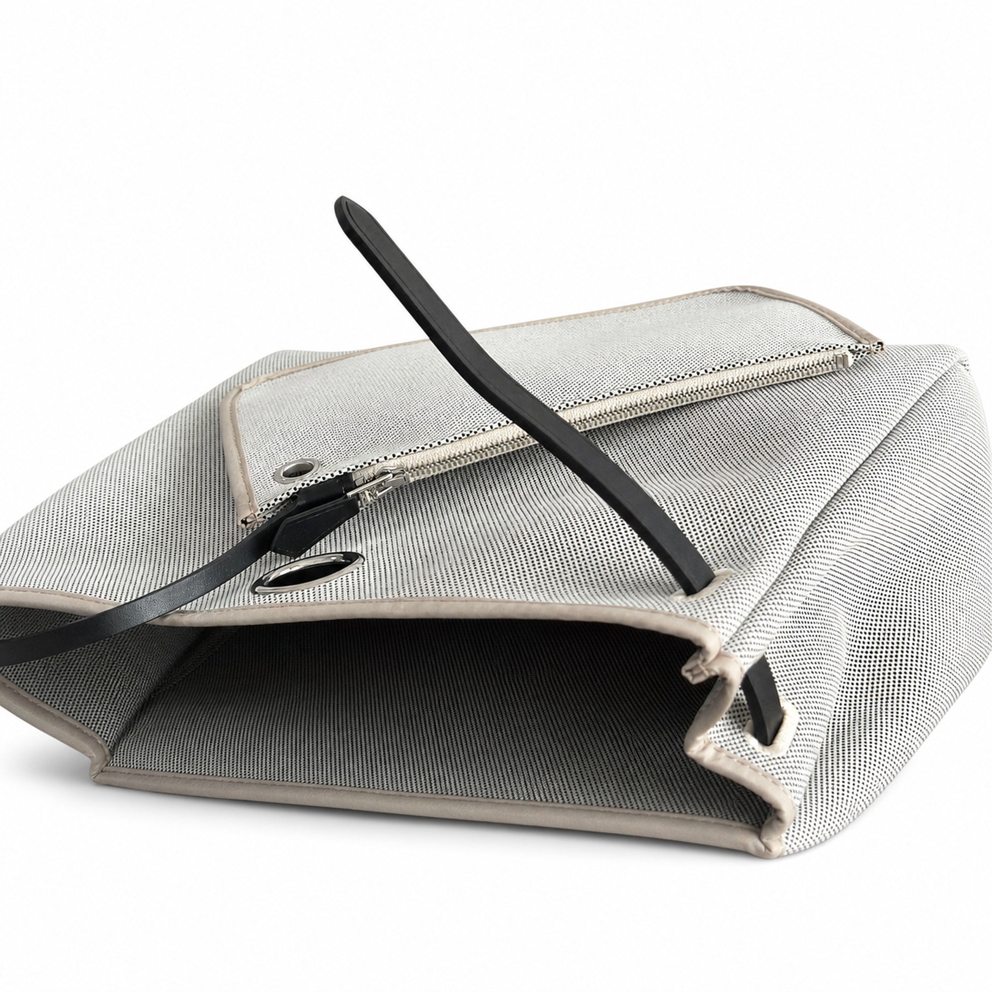 Hermès Herbag Zip 31 Gris Perle Plain Toile H / Noir Vache Hunter Leather Palladium Hardware