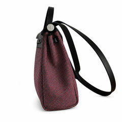 Hermès Herbag Zip 31 Rouge Grenat Mini Grid Toile H / Noir Vache Hunter Leather Palladium Hardware