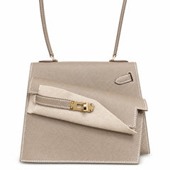 Hermès Kelly Desordre Sellier 20cm Etoupe Epsom Calf Leather Gold Hardware