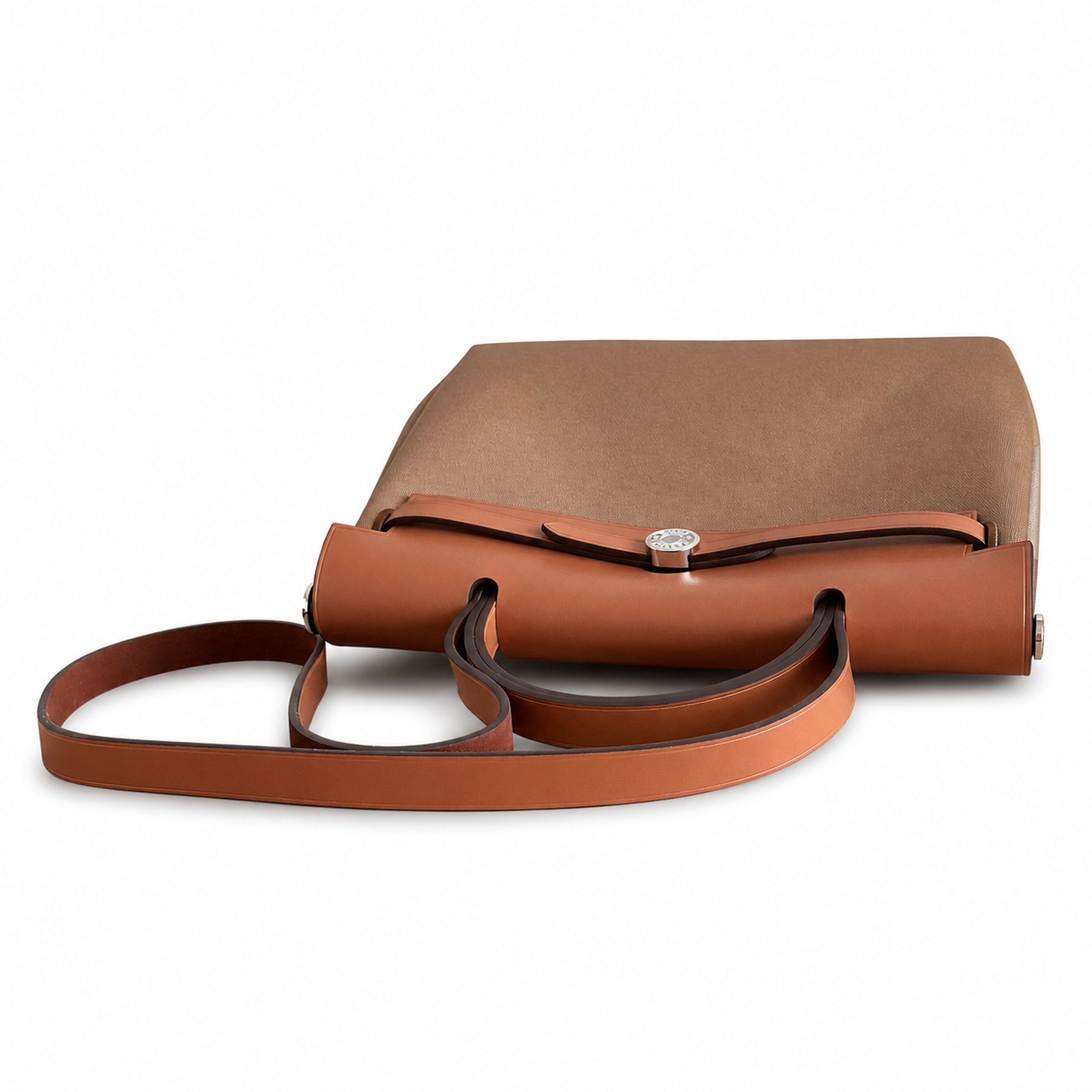 Hermès Herbag Zip 31 Brun Plain Toile H / Fauve Vache Hunter Leather Palladium Hardware