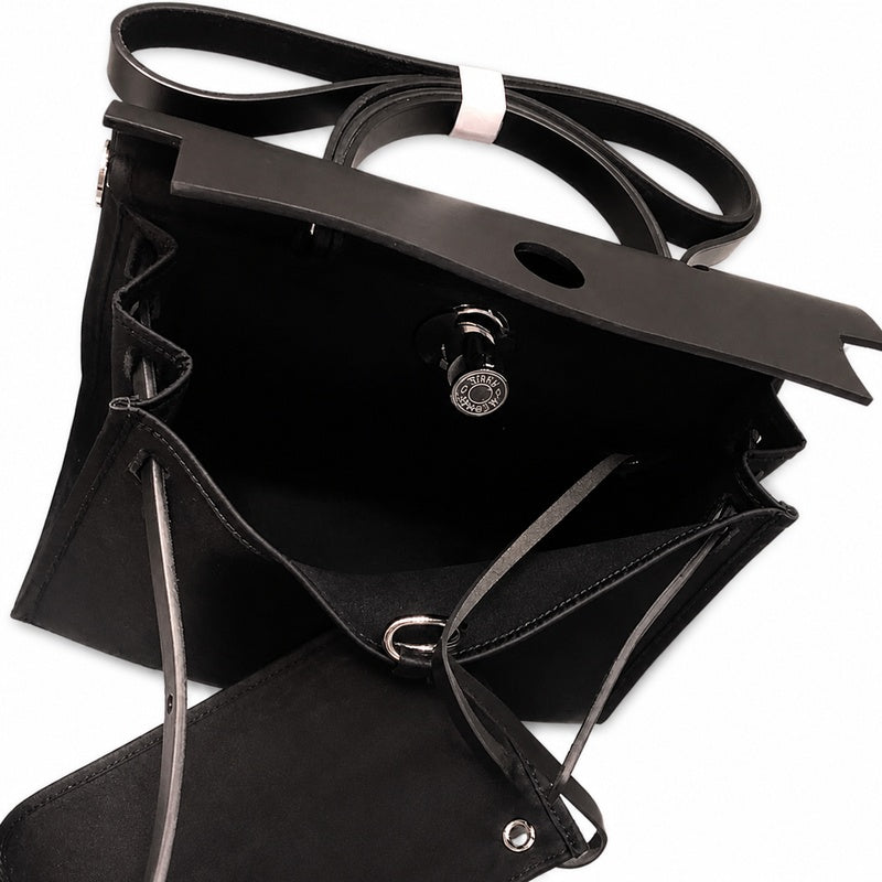Hermès Herbag Zip 31 Noir Toile H / Noir Epsom Calf Leather Palladium Hardware