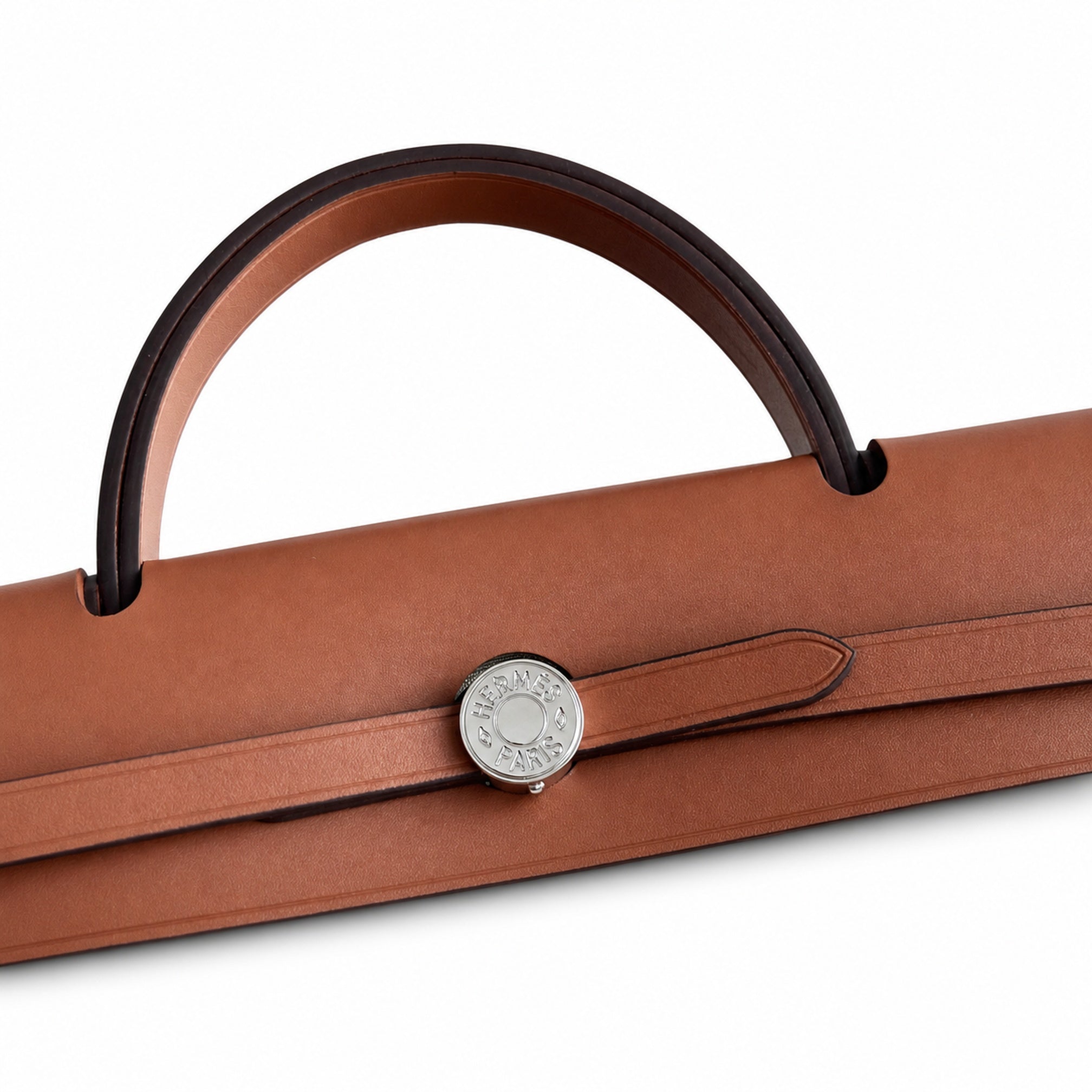 Hermès Herbag 31 Cream Canvas & Caramel Calf Leather Palladium Hardware