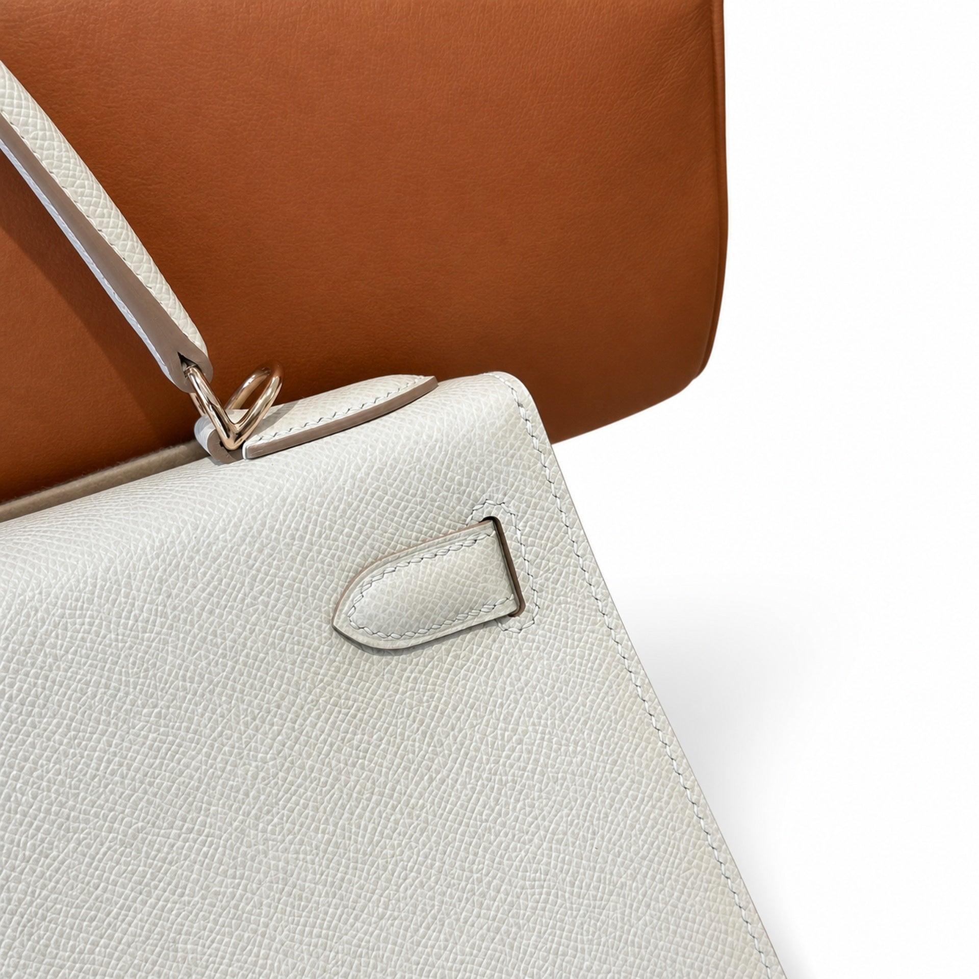 Hermès Kelly Sellier 28cm Craie Epsom Calf Leather Rose Gold Hardware