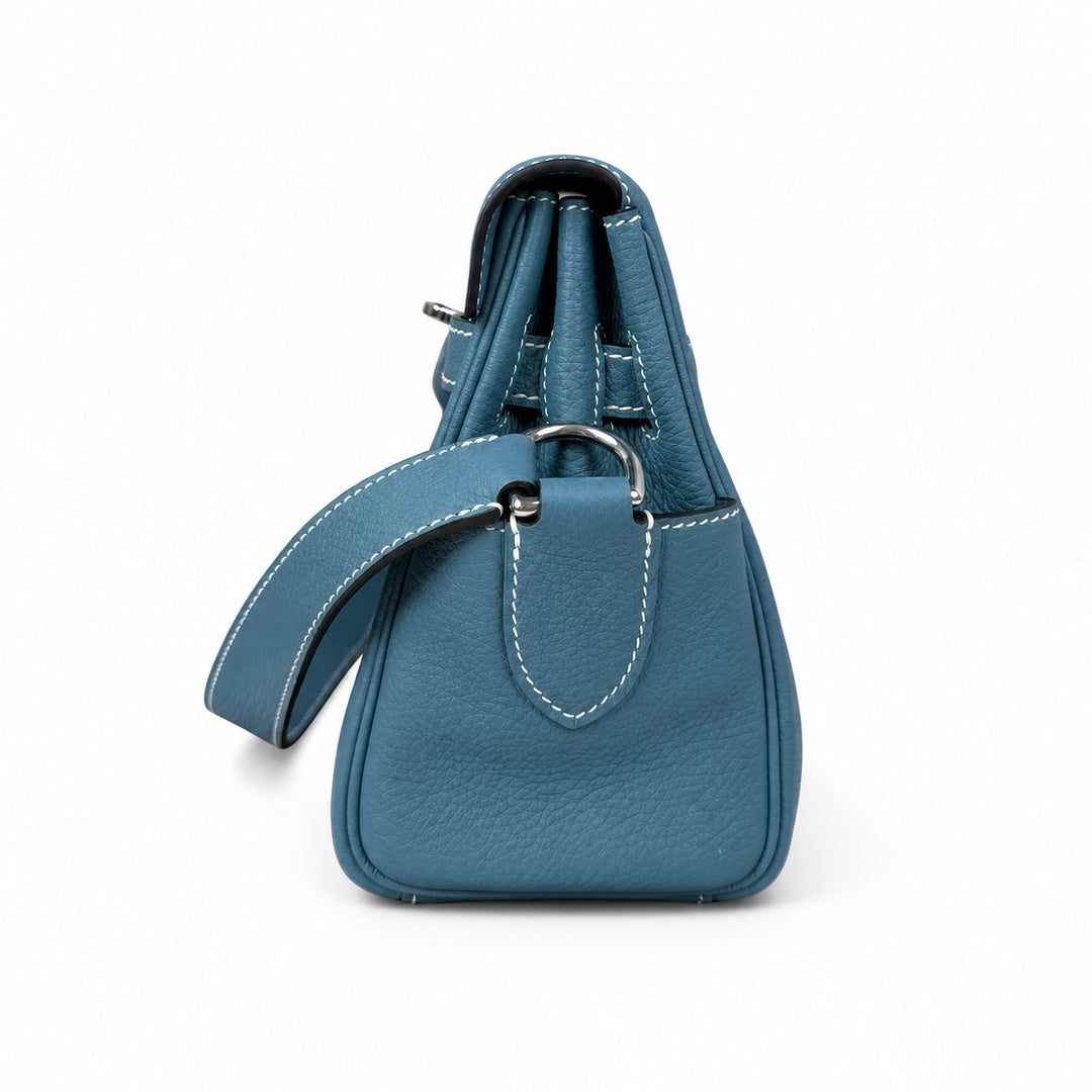Kelly Messenger PM 27 Veau Togo, Bleu Jean, Palladium Hardware