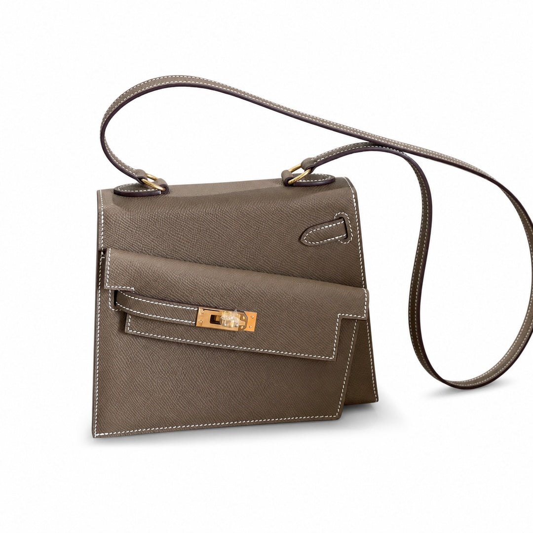 Hermès Kelly En Désordre 20cm Etoupe Epsom Calf Leather Gold Hardware