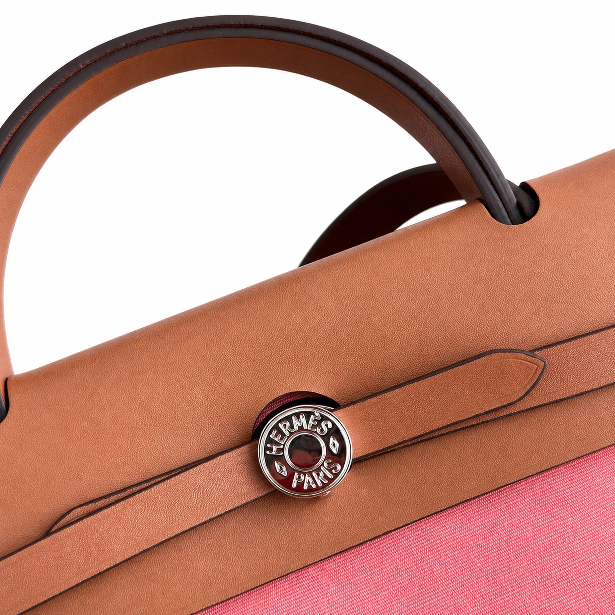 Hermès Herbag Zip 31 Rose Azalée Toile H / Fauve Vache Hunter Leather Palladium Hardware