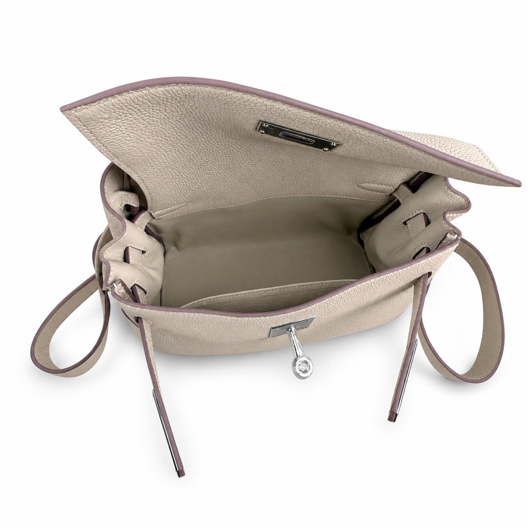 Kelly Messenger PM 27 Veau Togo, Crème Milkshake, Palladium Hardware