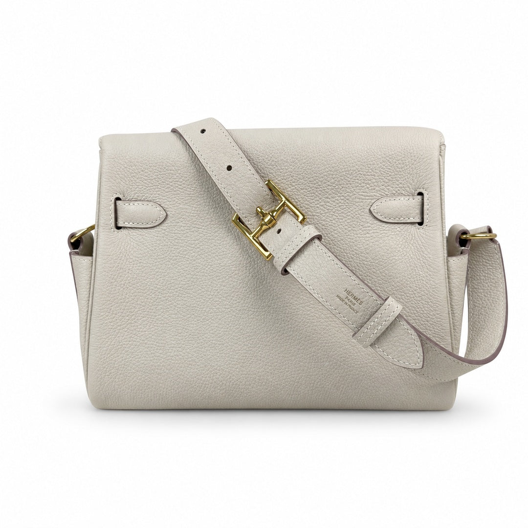 Kelly Messenger PM 27 Veau Togo, Crème Milkshake, Gold Hardware