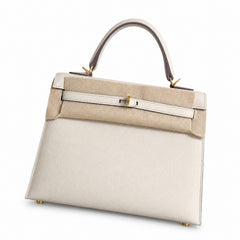 Hermès Kelly Sellier 25 Craie Epsom Calf Leather Gold Hardware