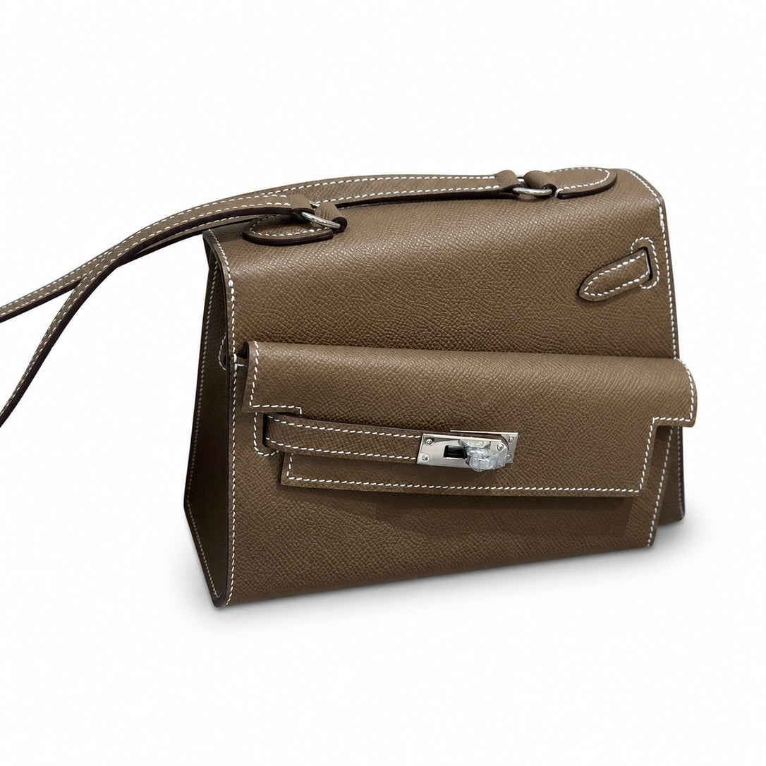 Hermès Kelly En Désordre 20cm Etoupe Epsom Calf Leather Palladium Hardware