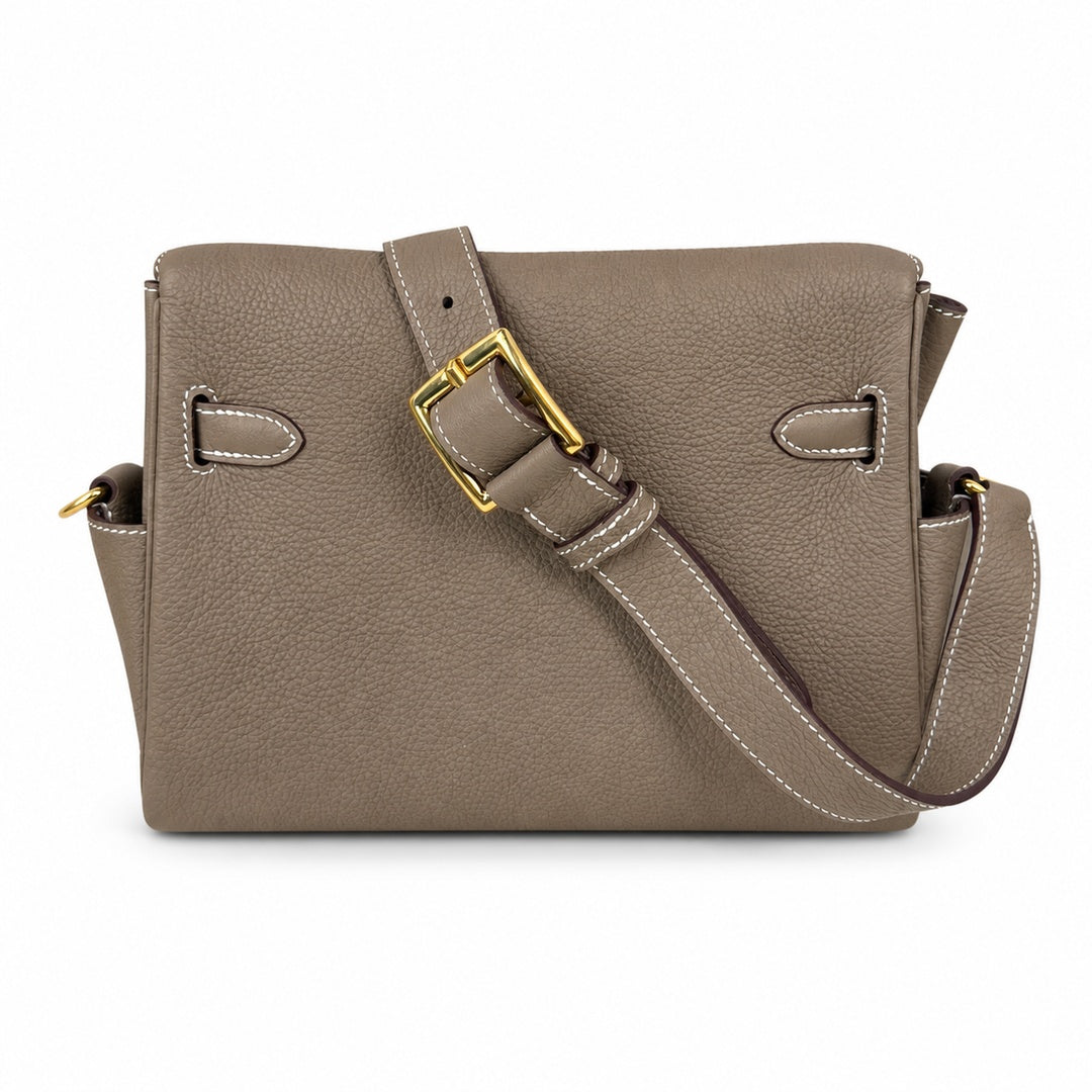 Kelly Messenger PM 27 Veau Togo, Élephant, Gold Hardware
