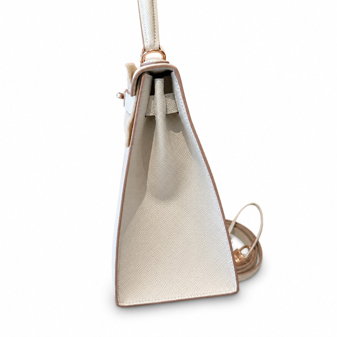 Hermès Kelly Sellier 28cm Craie Epsom Calf Leather Rose Gold Hardware