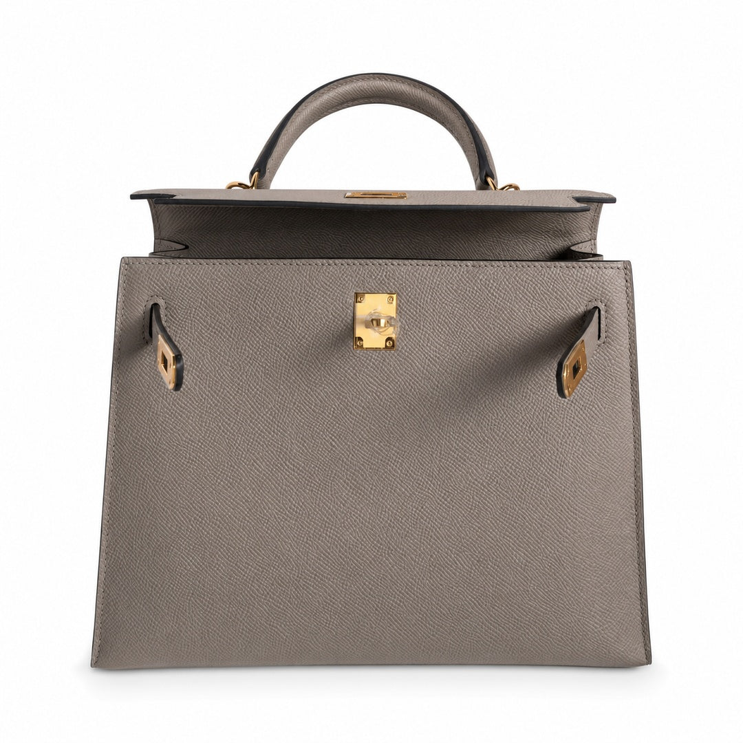 Hermès Kelly II 25cm Gris Asphalte Epsom Calf Leather Gold Hardware