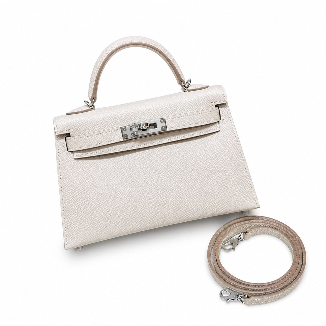 Hermès Mini Kelly II 20 Craie Epsom Calf Leather Palladium Hardware