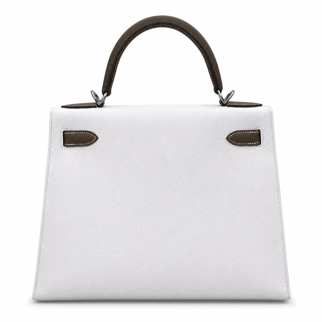 Hermès Kelly II 25cm Craie × Etoupe Color Matching Epsom Calf Leather Palladium Hardware