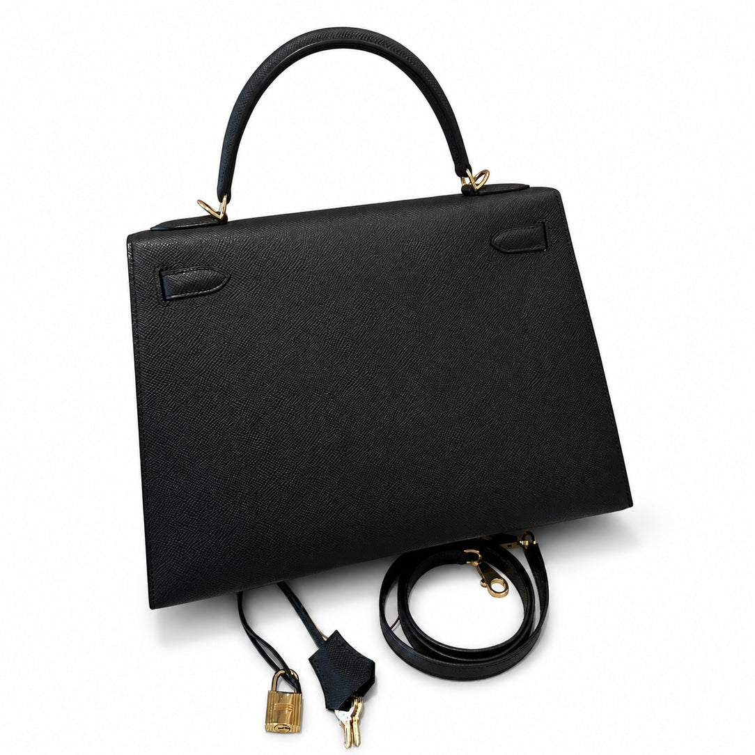 Hermès Kelly Sellier 32cm Noir Epsom Calf Leather Gold Hardware