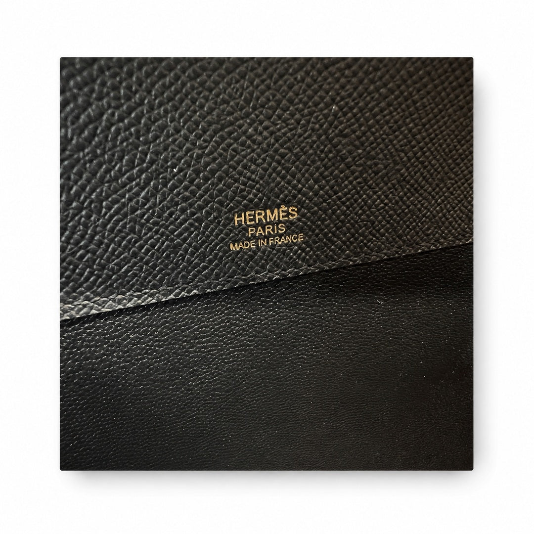 kelly Depeches 25cm Epsom leather  Noir Gold Hardware