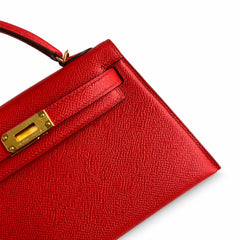 Hermès Kelly Sellier 19 Rouge Casaque Epsom Gold Hardware