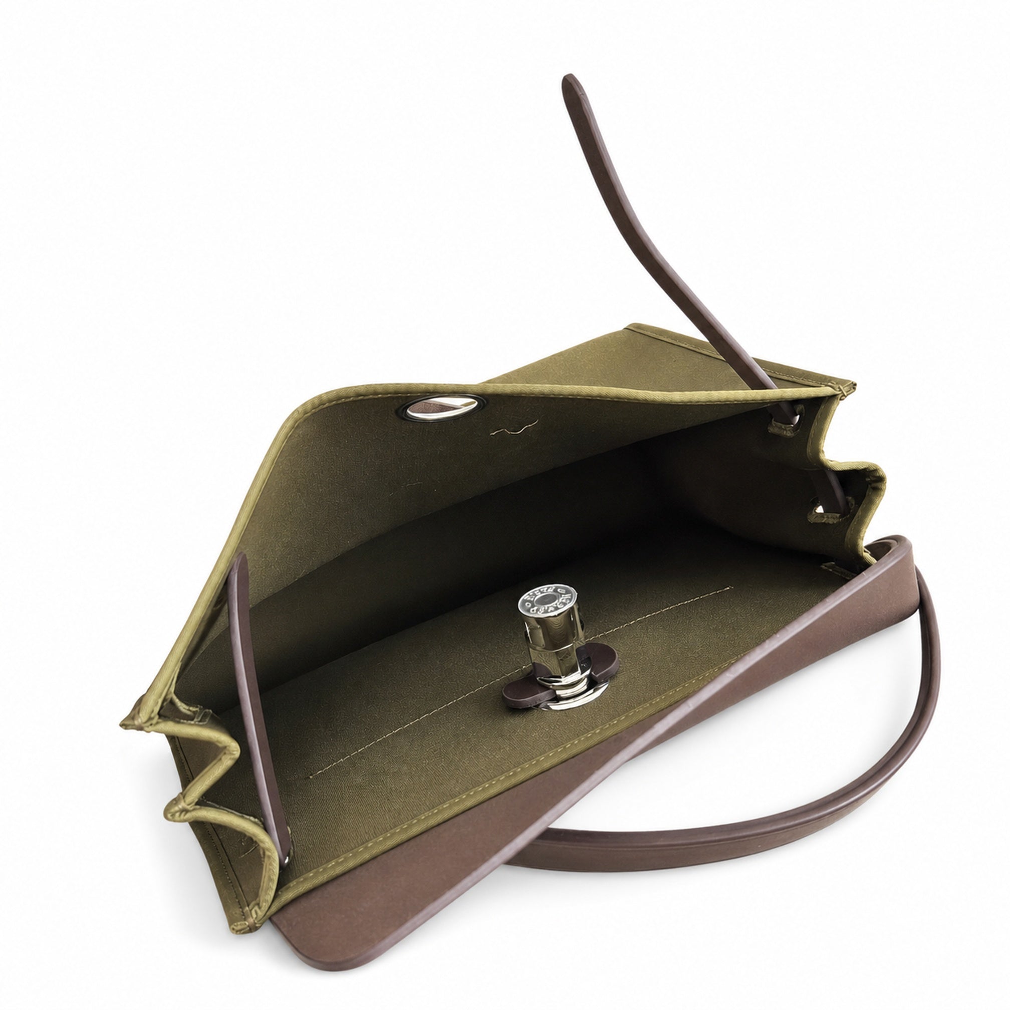 Hermès Herbag Zip 31 Berline Lichen & Ecru-Beige Toile H / Noir Vache Calf Leather Palladium Hardware