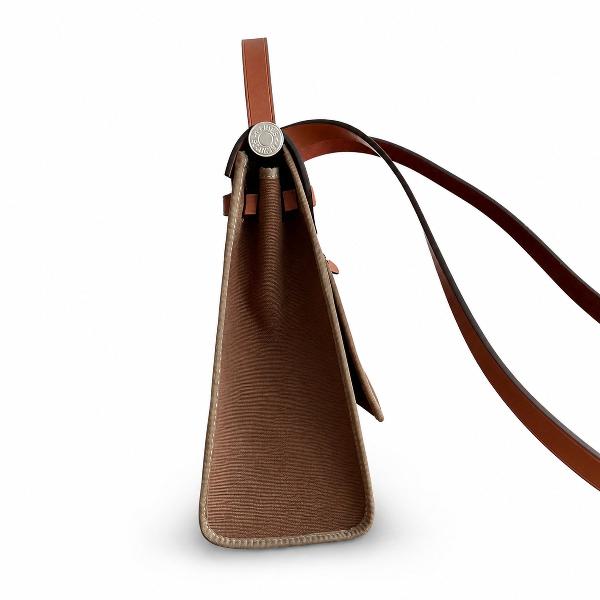 Hermès Herbag Zip 31 Etoupe Suede / Fauve Vache Hunter Leather Palladium Hardware