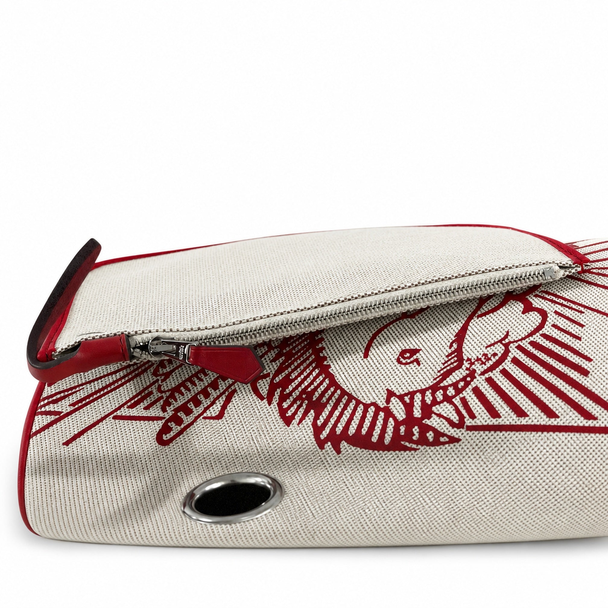 Hermès Herbag Zip 31 Écru Toile H Rouge Pegasus Print / Rouge Epsom Calf Leather Palladium Hardware
